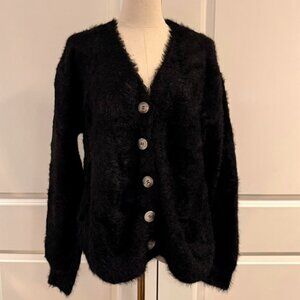 Cozy Black Faux Fur Cardigan - Soft & Warm